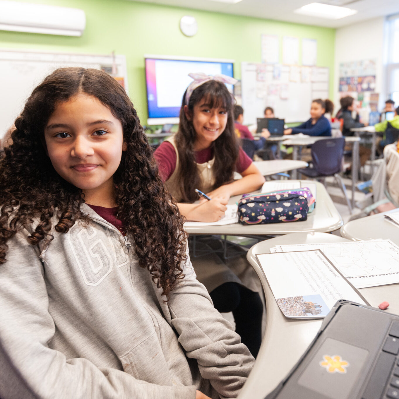Classroom with students engaged in learning Students participating in a classroom activity at Tilden Middle School.